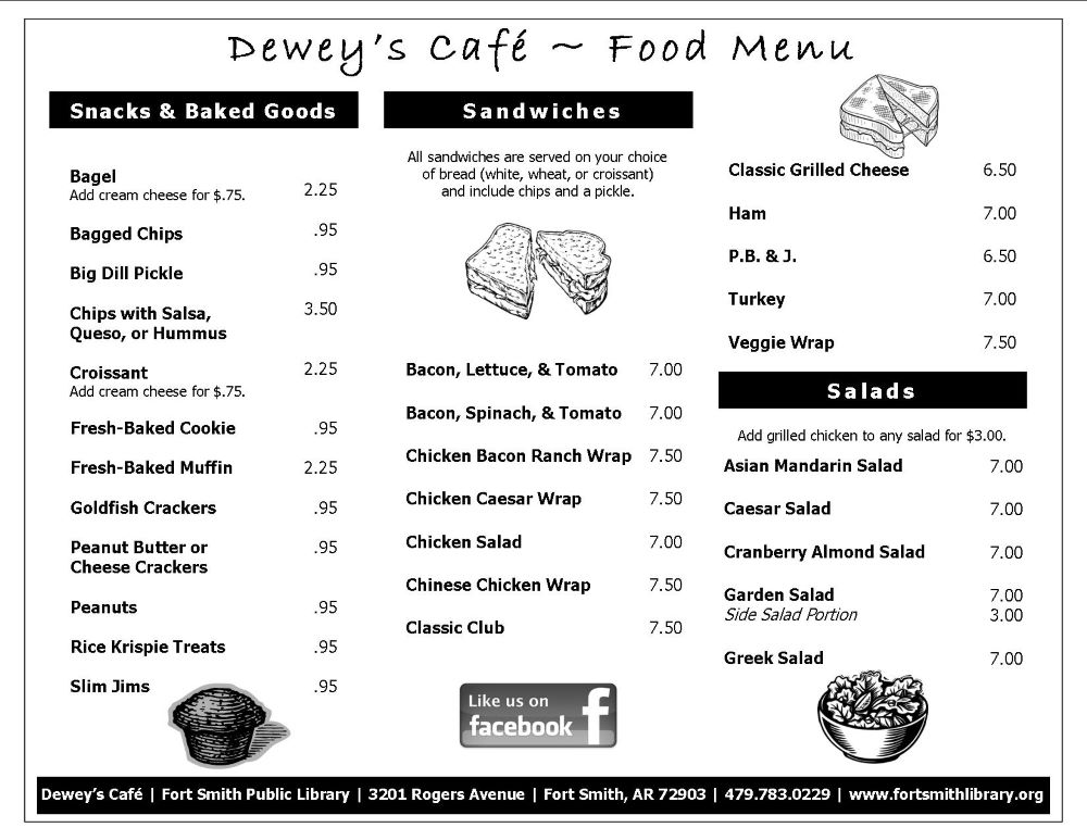 Dewey's Food Menu March 2024