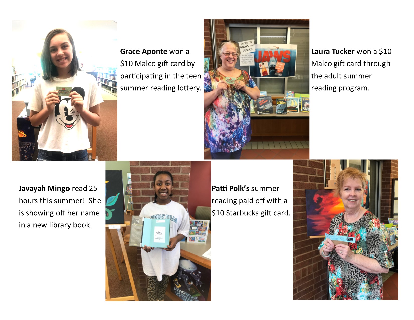 Winners of the Fort Smith Public Library summer reading program