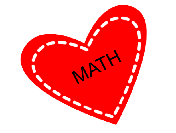 The word math inside a red heart