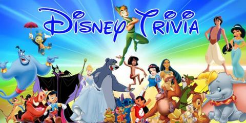 picture of Disney characters with "Disney Trivia" words