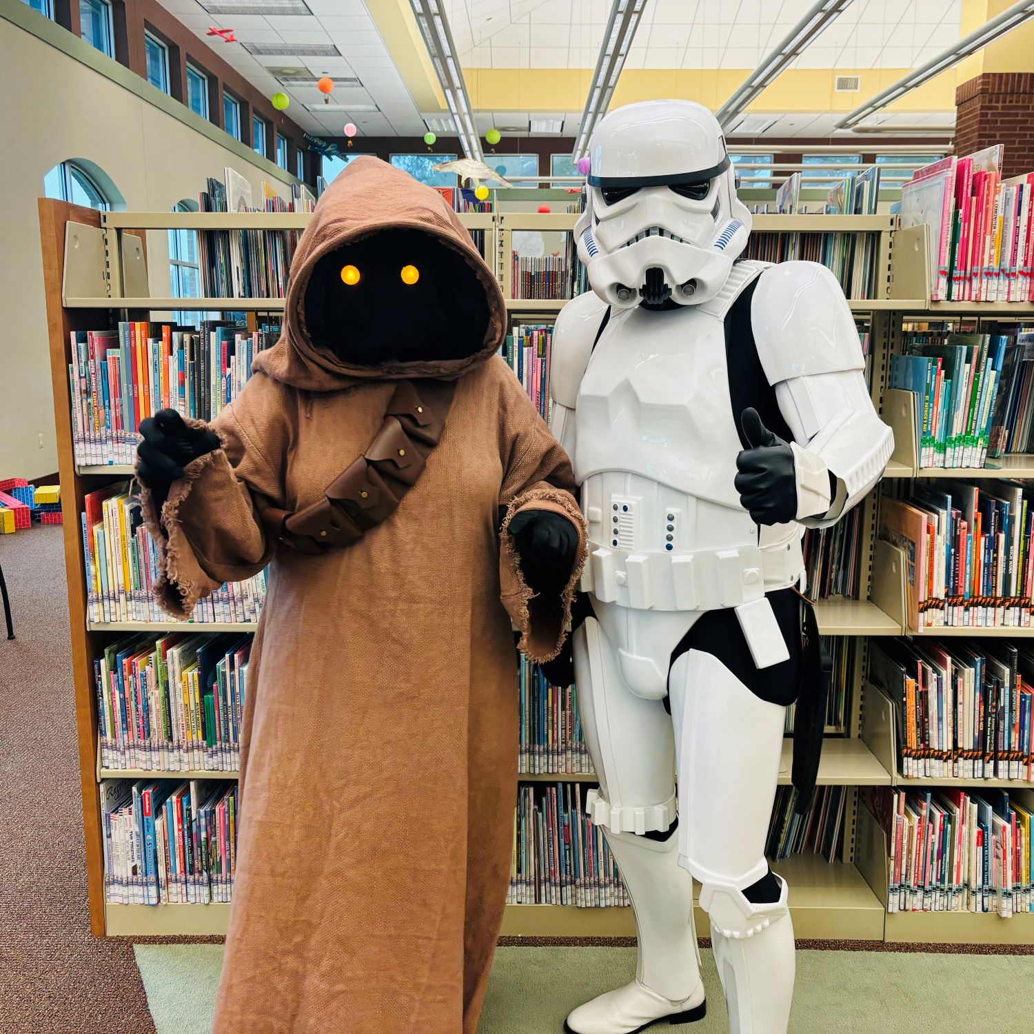 Star Wars characters at library