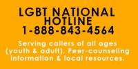 LGBT National Hotline 1-888-843-4564