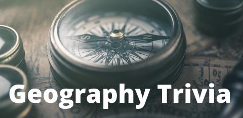 Compass with wording Geography Trivia 