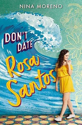 Don't Date Rosa Santos girl in yellow dress in front of wall with mural of a wave