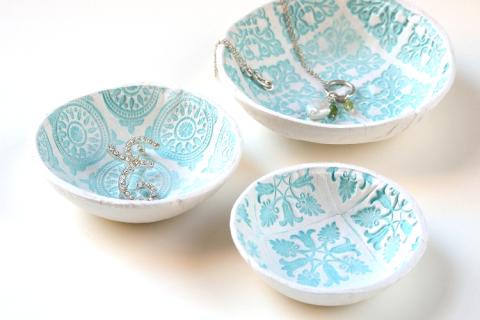 Blue and White Air Dry Clay Bowls 