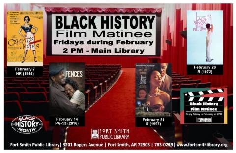 poster featuring 4 films for Black History Month