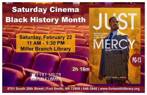 Saturday Cinema poster featuring the movie 'Just Mercy'