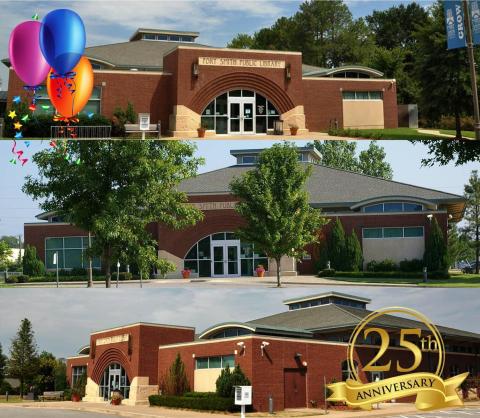 photos of 3 FSPL Branches with anniversary logo and clipart balloons