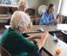 Adult Crafty Corner - Macrame Craft Adults making a library macrame craft